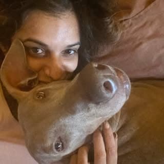 Ashwini Aiyar with her dog